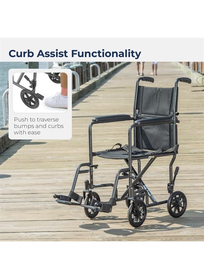 Drive Medical TR37E-SV Lightweight Folding Transport Wheelchair with Swing-Away Footrest, Silver  - Image 5