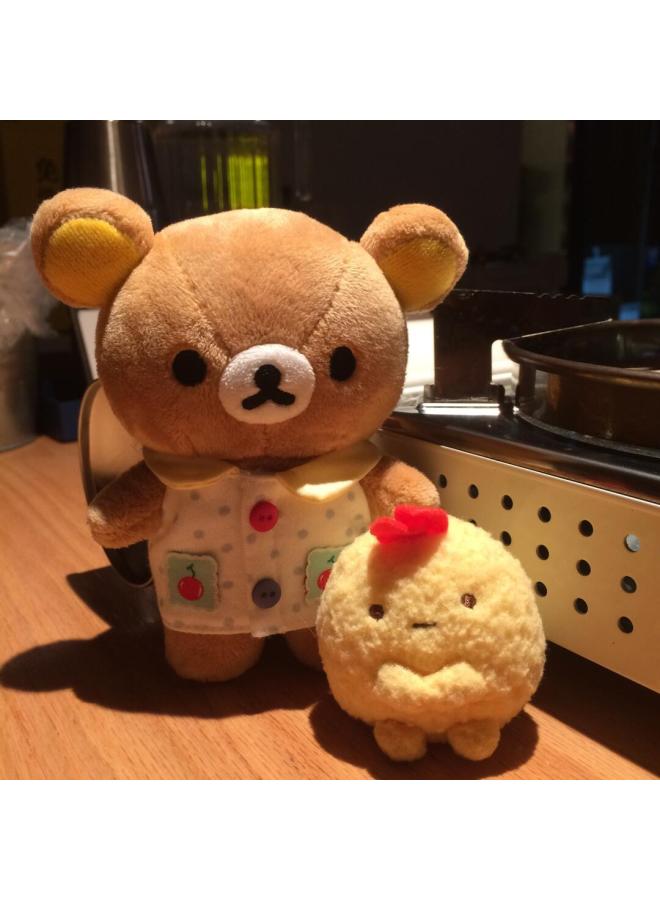Sanx Kumatsu Bear Dessert Division Kumatsu Bear Small Pendant Clothes Cute Cartoon Plush Doll Sweatshirt Jacket-Specifications:10cm-Color:Blue Dot Flower Collar (jacket + Glasses) - Image 4