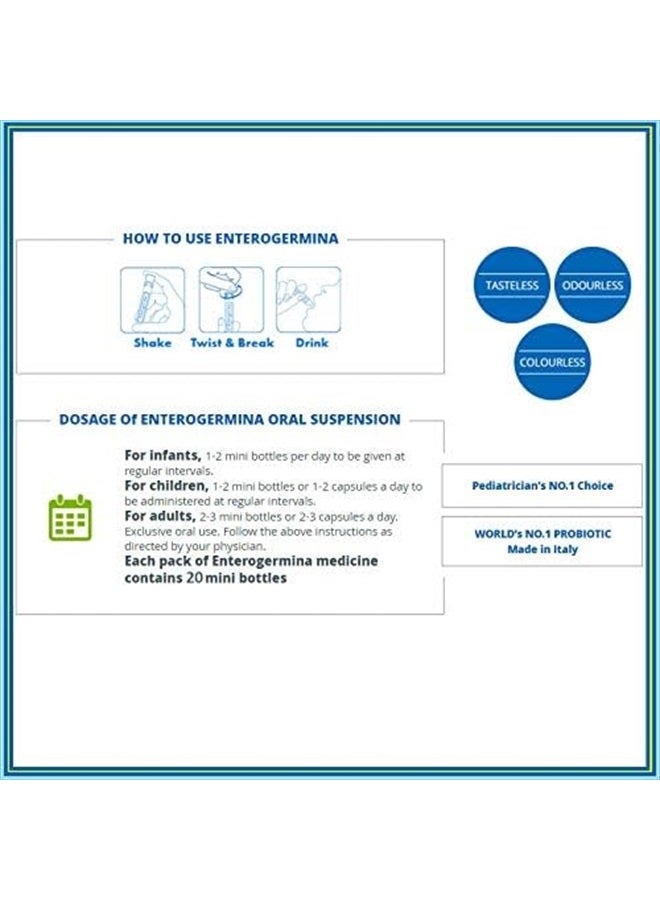 ENTEROGERMINA KIDS (20 Vials in Each Pack) Bacillus Clausii Probiotic 2 Billion CFU/5mL for Kids (1) - Image 3