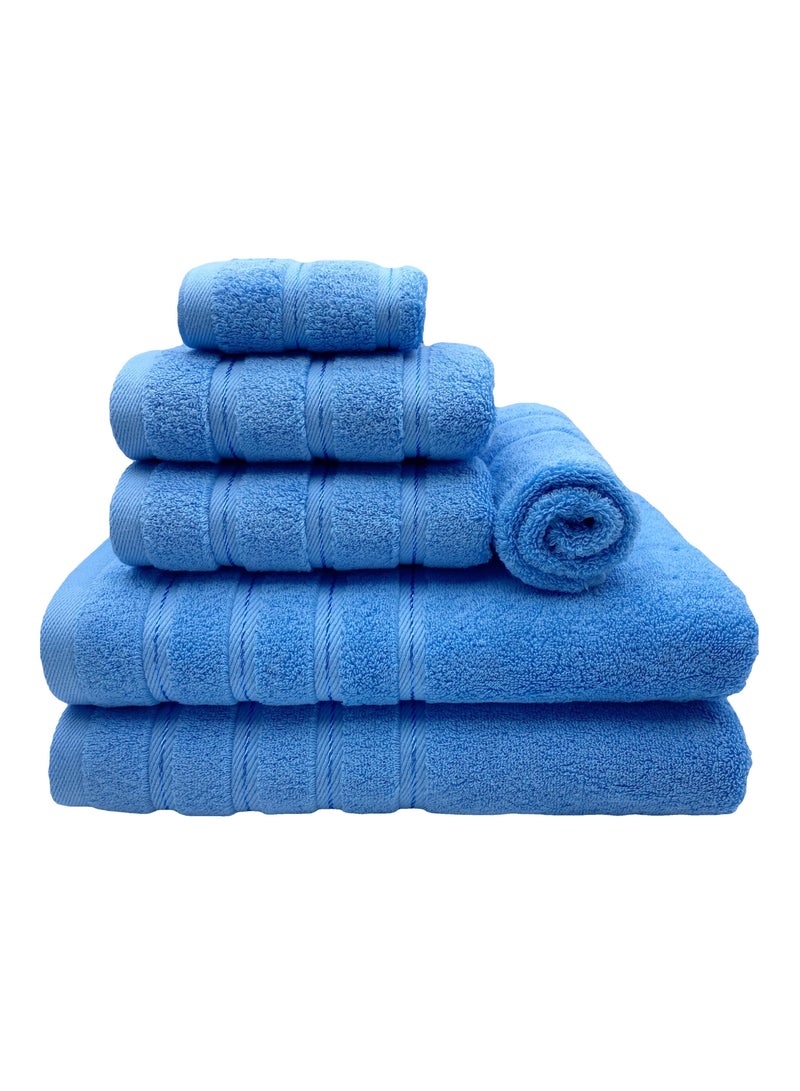 Luxury Bath Towel Set100% Cotton High Water Absorption Thickened Soft and Durable Hotel Bathroom Towels Sports Beach Spa Daily Household Size 2 (70 * 140cm) 2 (35 * 75cm) 2 (34 * 34cm) (Blue) - Image 1