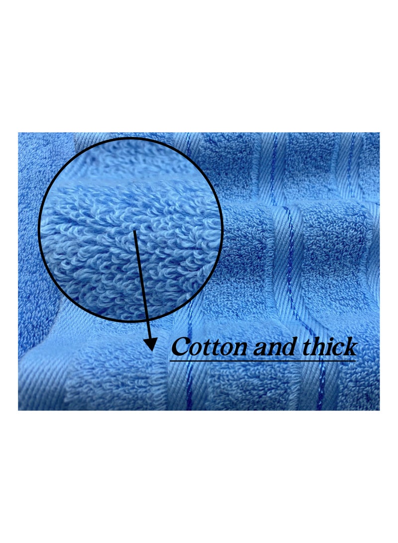 Luxury Bath Towel Set100% Cotton High Water Absorption Thickened Soft and Durable Hotel Bathroom Towels Sports Beach Spa Daily Household Size 2 (70 * 140cm) 2 (35 * 75cm) 2 (34 * 34cm) (Blue) - Image 2