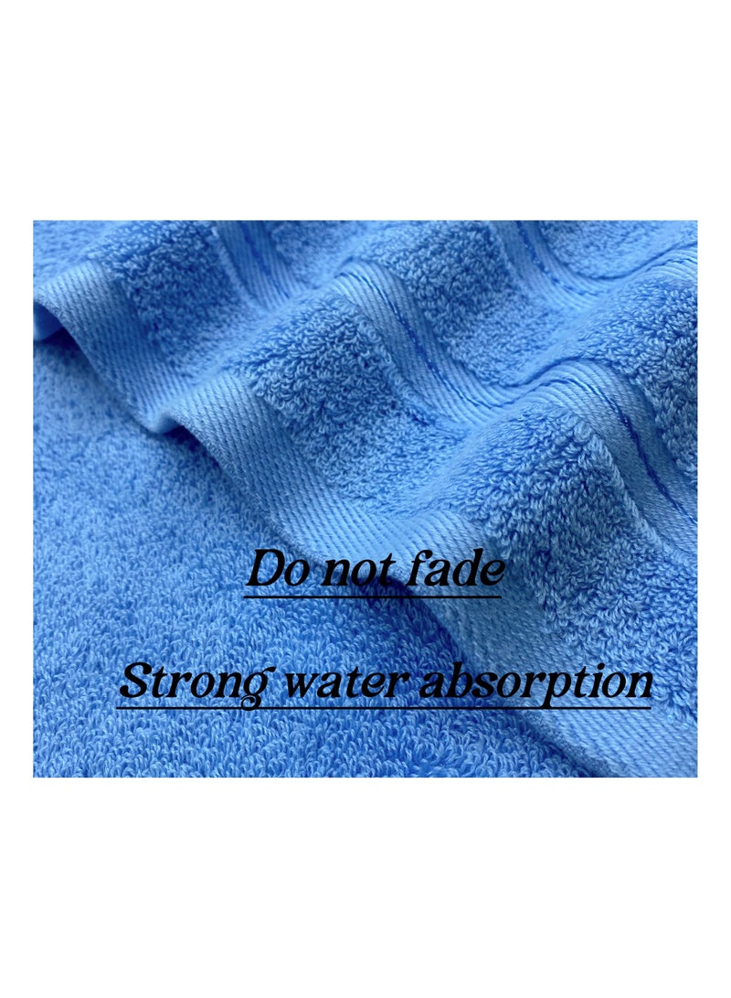 Luxury Bath Towel Set100% Cotton High Water Absorption Thickened Soft and Durable Hotel Bathroom Towels Sports Beach Spa Daily Household Size 2 (70 * 140cm) 2 (35 * 75cm) 2 (34 * 34cm) (Blue) - Image 4