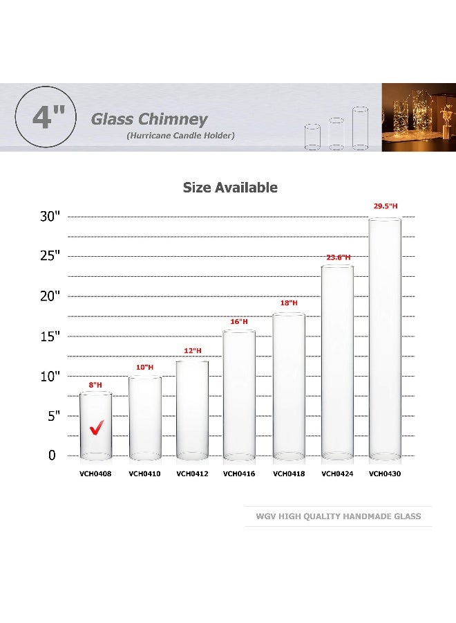 WGVI Hurricane Candle Holder Sleeve, Wide 4", Height 6", Clear Glass Cylinder Open Both Ends, Chimney Tube, Open Ended Candle Shade, 1 Piece - Image 3