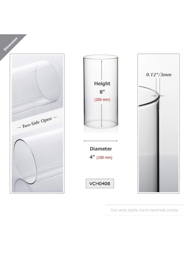 WGVI Hurricane Candle Holder Sleeve, Wide 4", Height 6", Clear Glass Cylinder Open Both Ends, Chimney Tube, Open Ended Candle Shade, 1 Piece - Image 2