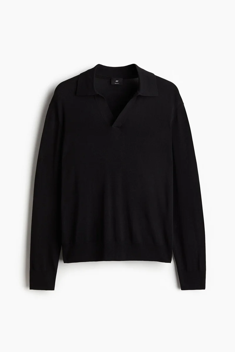 H&M Regular Fit Fine-Knit Polo Shirt