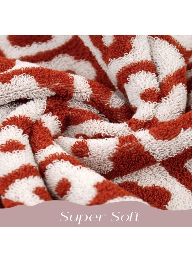 Jacquotha Checkered Floral Hand Towel Set - 4 Pack (29” x 13”) Towels for Bathroom Spa Kitchen, Christmas Hand Towels Gifts, Bright and Durable, Rust Red - Image 3