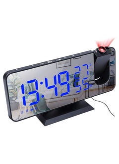 Projection Alarm Clock for Bedroom Ceiling Digital Radio Alarm Clock with USB Phone Charger Dual Alarm Clock with 2 Alarm Sounds/4 Dimmer/180° Rotable LED Screen Alarm Clock