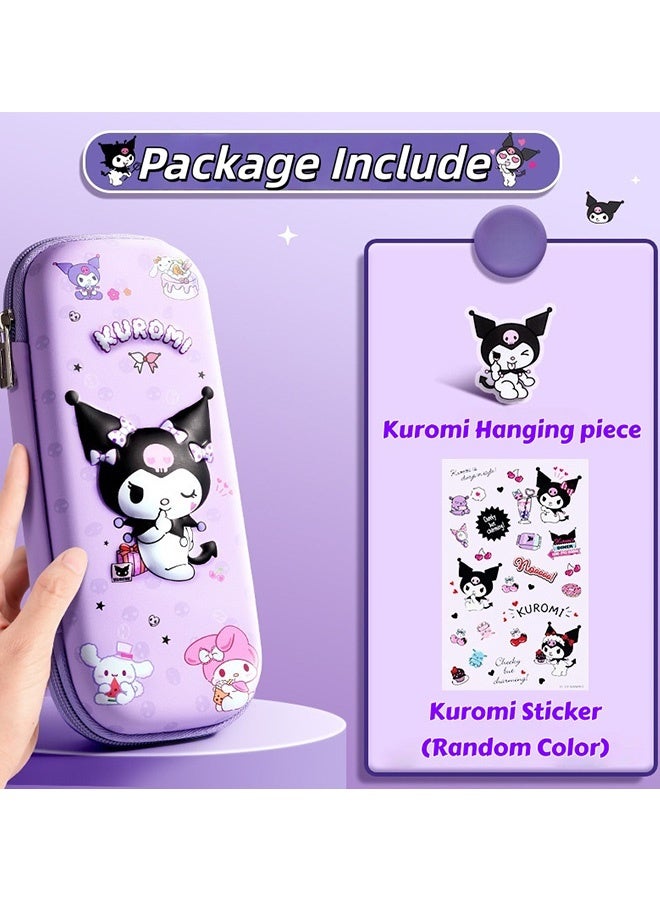 كورومي Kuromi 3D الكرتون قلم رصاص كيس ضد الماء EVA الأطفال منظم القدرة الكبيرة 3 طبقة قرطاسية صندوق قرطاسية المدرسة الابتدائية رياض الأطفال ما قبل المدرسة محمولة مستلزمات المدرسة الحافظة للفصل اليومي السفر الفروض المنزلية - Image 2