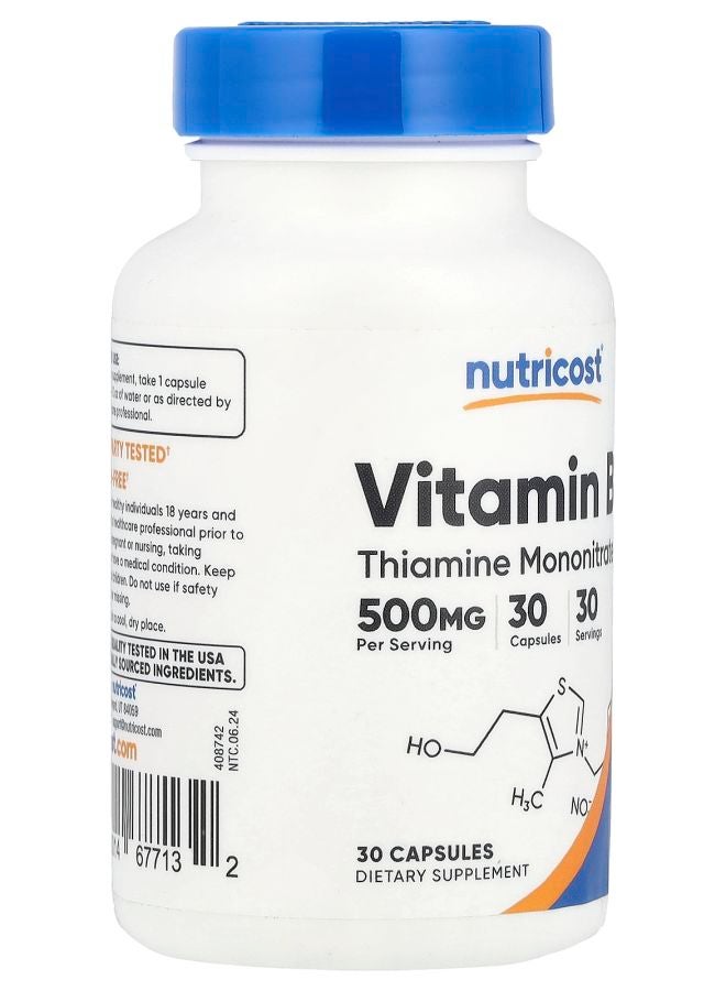 Nutricost Vitamin B1 500 mg  30 Capsules - Image 2