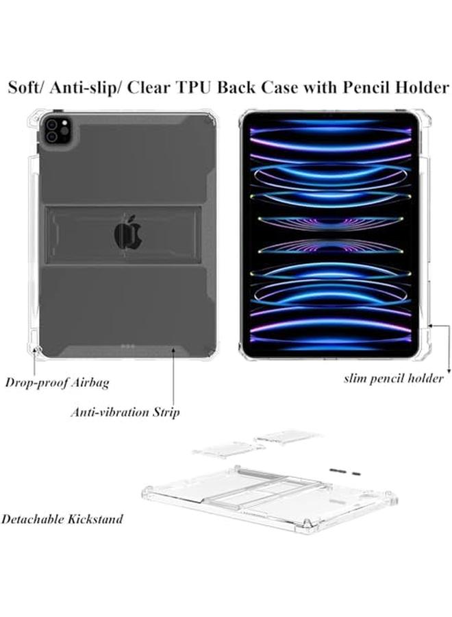 erorex Clear Stand Case For Ipad Air 13 Inch M2 2024 Ipad Pro 12.9 Case 6Th 5Th 4Th 3Rd Generation 2022 2021 2020 2018 With Pencil Holder Kickstand Anti Yellow Transparent Soft Tpu Back Cover - Image 3