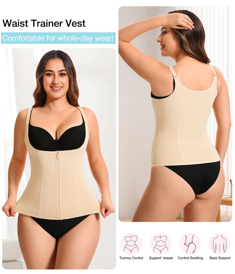 Eleady Women's Underbust Corset Waist Trainer Cincher Steel Boned Body Shaper Vest with Adjustable Straps (XL, Beige) - Image 5