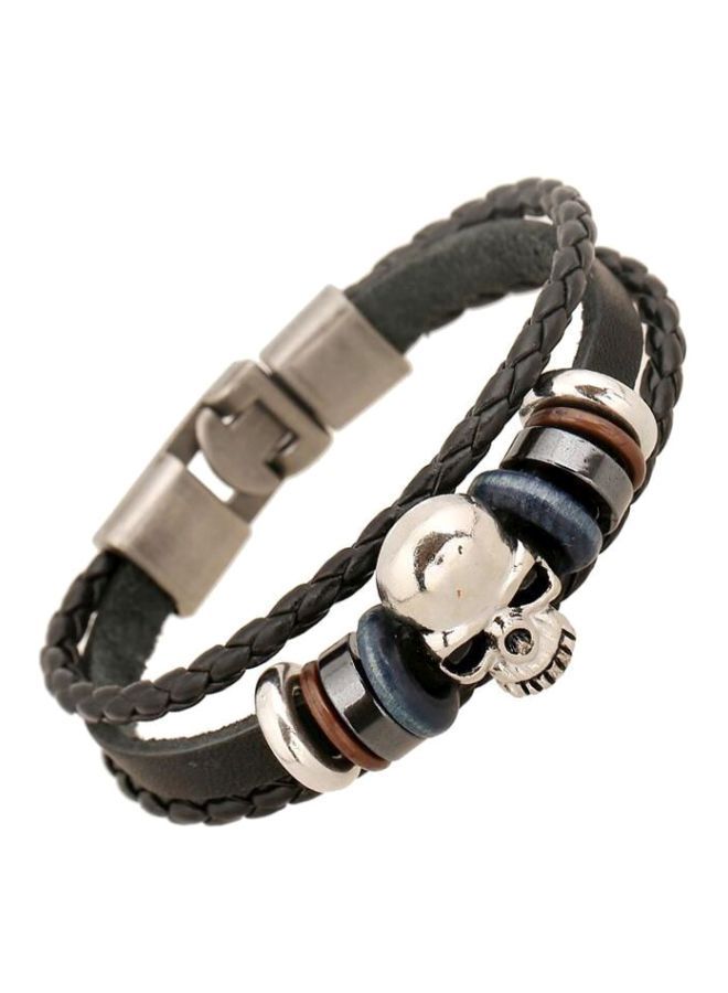 سوار جلدي على شكل جمجمة من خليط معدني