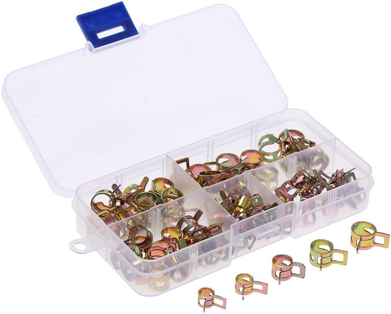 Eacam 75 Pcs Assortment Set 6/7/8/9/10mm Autos Spring Clip Hose Clamps Fuel Oil Water Hose Pipe Tube Clamp Fastener - Image 1