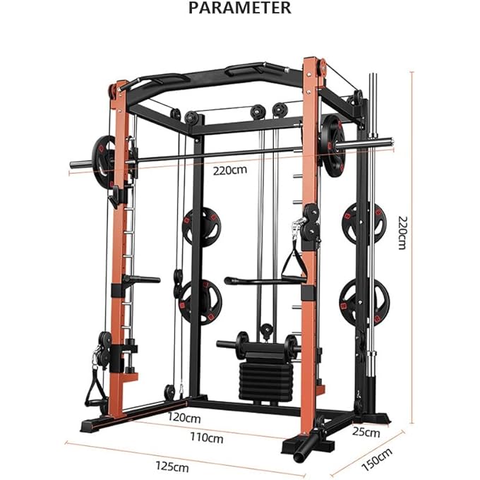 rayihni All In One Multi Function Smith Machine With Cable Crossover, Weight Lifting & Home Training Machine/ Fully Black Color - Image 3