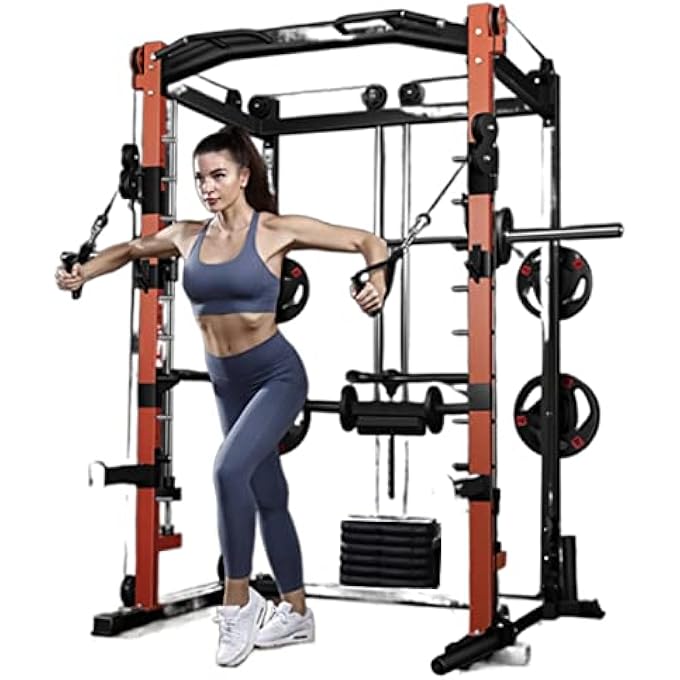 rayihni All In One Multi Function Smith Machine With Cable Crossover, Weight Lifting & Home Training Machine/ Fully Black Color - Image 1