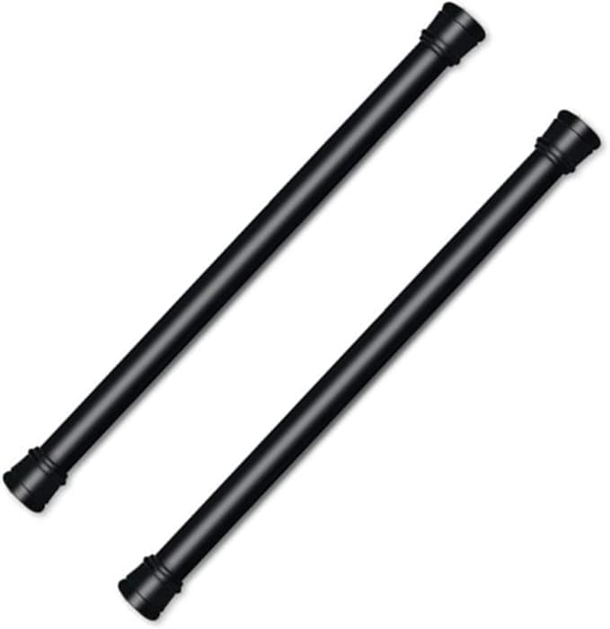 Bettli Spring Loaded Curtain Tension Rod Bit Holder Extensions Pack of 2 12-20 inches Black - Image 1