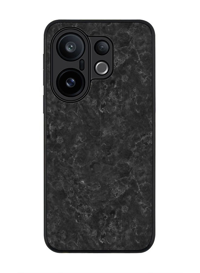 غطاء نحيف لحماية الكاميرا لجهاز vivo X200 FE / S30 Pro mini، غطاء هاتف مقاوم للصدمات بتصميم رخامي أسود