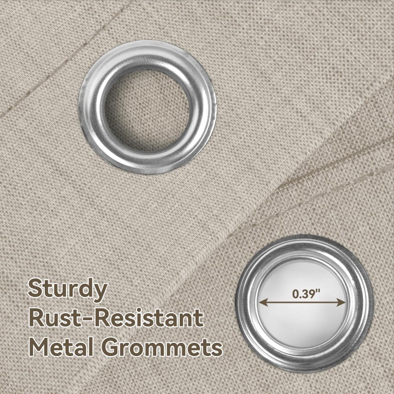 AmazerBath Linen Shower Curtain with Tassels  Beige Shower Curtains for Bathroom  Boho Farmhouse Shower Curtain with Hooks  Faux Linen Rustic Shower Curtain Fabric  Water Repellent  72x72 Inches - Image 4