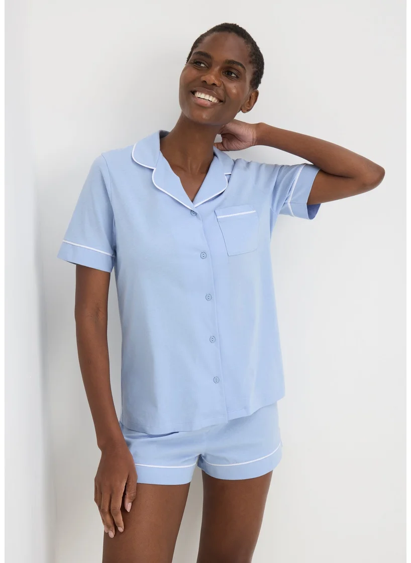 Matalan Blue Jersey Short Pyjama Set