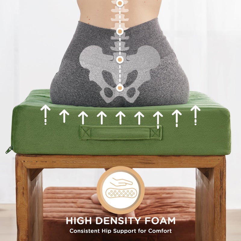 Codi Floor Cushions for Adults  Large Meditation Pillows with Thick Memory Foam and Soft Tufted Covers  Washable Square Seating for Couch and Yoga Sitting  22 inch Green - Image 4