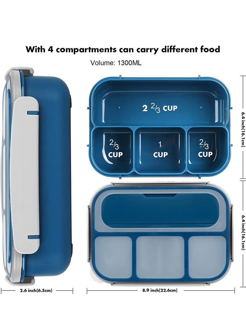 ZEPONOVA Lunch Box Kid and Adult Office Bento Box 1300ML food Containers, 4 Compartment leak proof Microwave & Dishwasher & Freezer Safe, BPA Free - Image 3