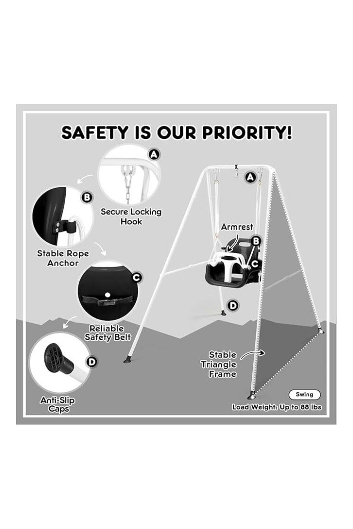 Chase Up 2 in 1 Toddler Swing ＆ Jumper, Swing Set for Indoor/Outdoor, Baby Jumpers and Bouncers, Easy to Assemble & Store, Suitable for Aged 6 Months to 10 Years Old (black) - Image 3