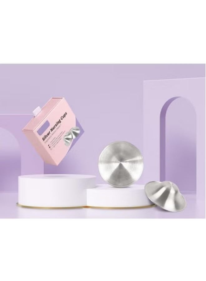 هافن كؤوس الرضاعة الفضية، 925 أغلفة الحلمة الفضية لتثقيب التصميم القابل للتنفاس، واقيات الثدي الأساسية لتمريض حديثي الولادة، درع الحلمة المعدنية (الحجم العادي) - Image 2