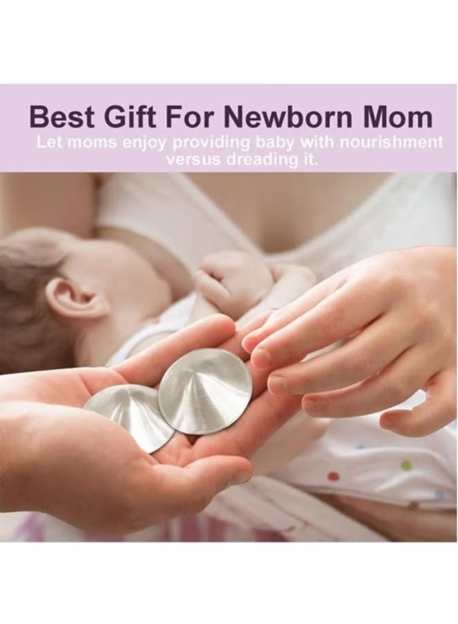 هافن كؤوس الرضاعة الفضية، 925 أغلفة الحلمة الفضية لتثقيب التصميم القابل للتنفاس، واقيات الثدي الأساسية لتمريض حديثي الولادة، درع الحلمة المعدنية (الحجم العادي) - Image 5