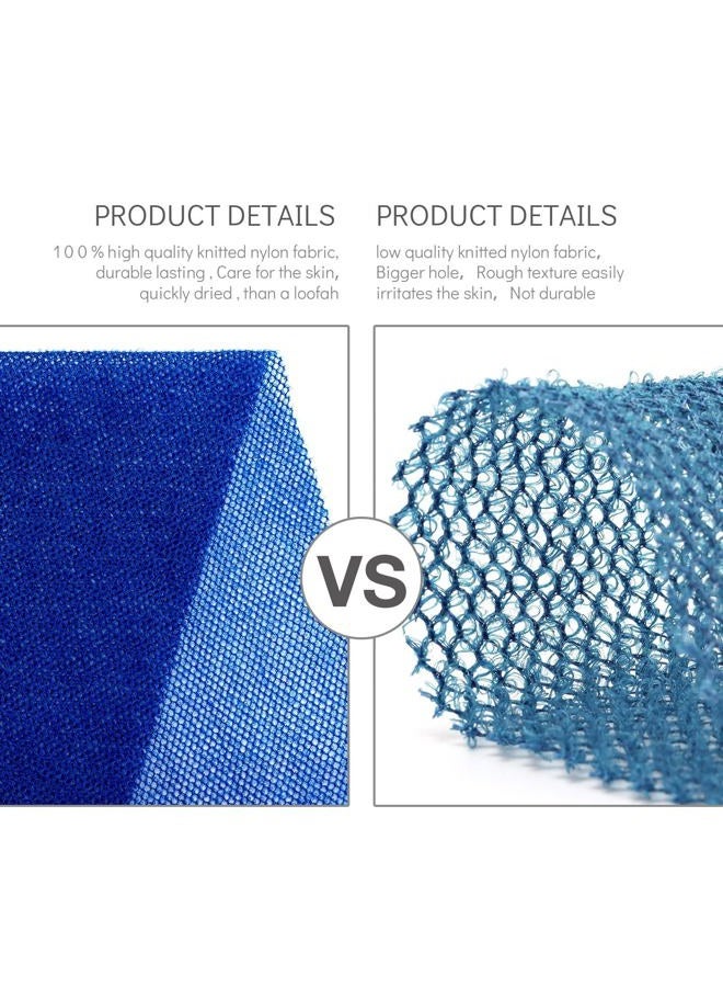 UJFQBH 3 Pieces African Bath Sponge African Net Long Net Bath Sponge Exfoliating Shower Body Scrubber Back Scrubber Skin Smoother,Great for Daily Use(Blue,Black,Off-White) - Image 2