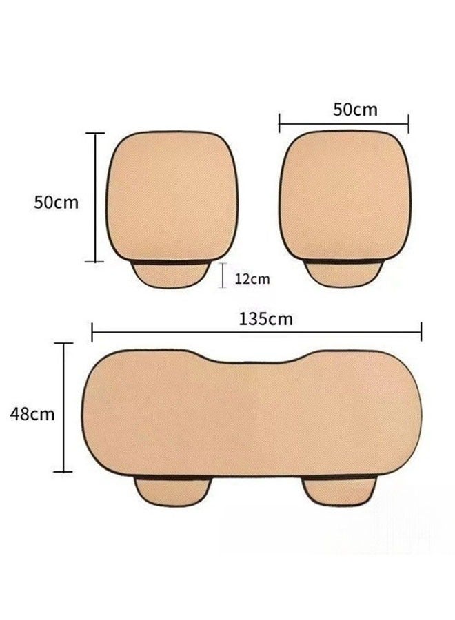 3 Piece Universal Car Seat Cushion Set Ice Silk & 3D Breathable Linen Material Non-Slip All-Season Comfort for Front Back Seats Car Interior Accessories Black - Image 2
