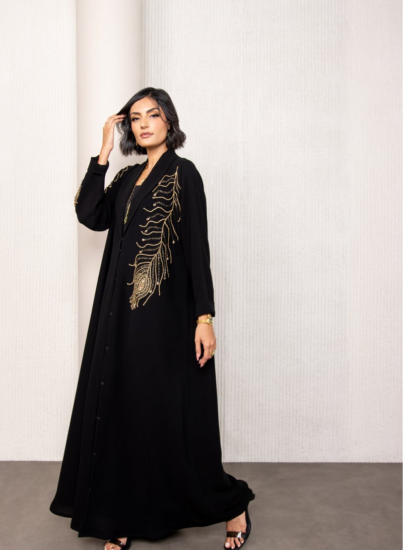 لوف عباية شيفون مع تطريز جانبي - Image 4