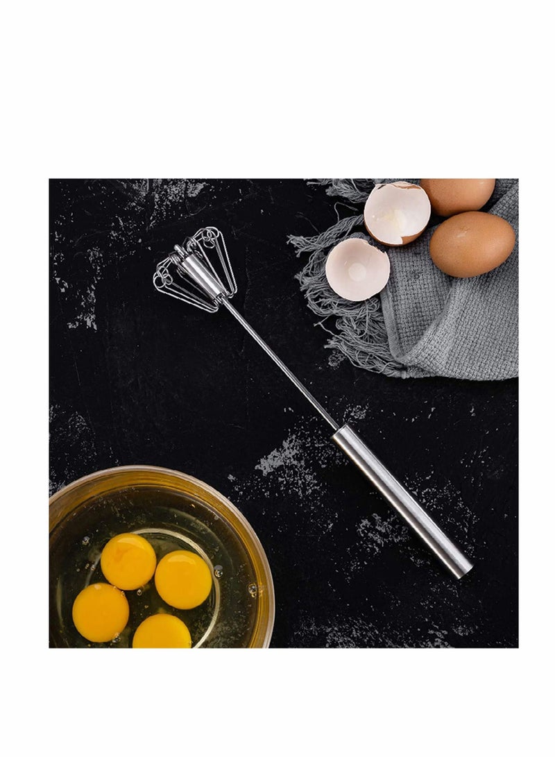 NIBEMINENT Lakobos Stainless Whisks, Easy Whisk Hand Push Egg Beater Mixer, Use and Save Much Energy During Beating Mixing Stirring for Kitchen Blending,... - Image 5