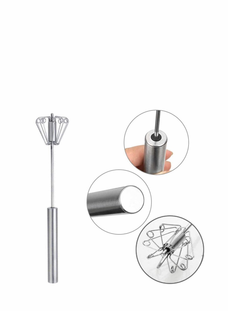 NIBEMINENT Lakobos Stainless Whisks, Easy Whisk Hand Push Egg Beater Mixer, Use and Save Much Energy During Beating Mixing Stirring for Kitchen Blending,... - Image 2