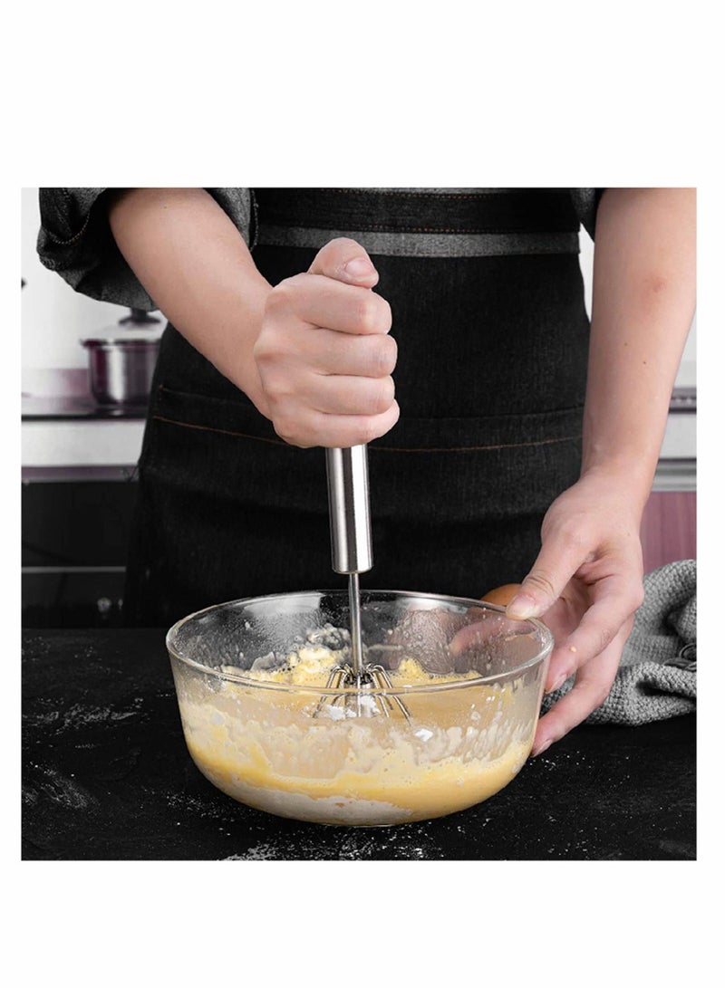 NIBEMINENT Lakobos Stainless Whisks, Easy Whisk Hand Push Egg Beater Mixer, Use and Save Much Energy During Beating Mixing Stirring for Kitchen Blending,... - Image 4