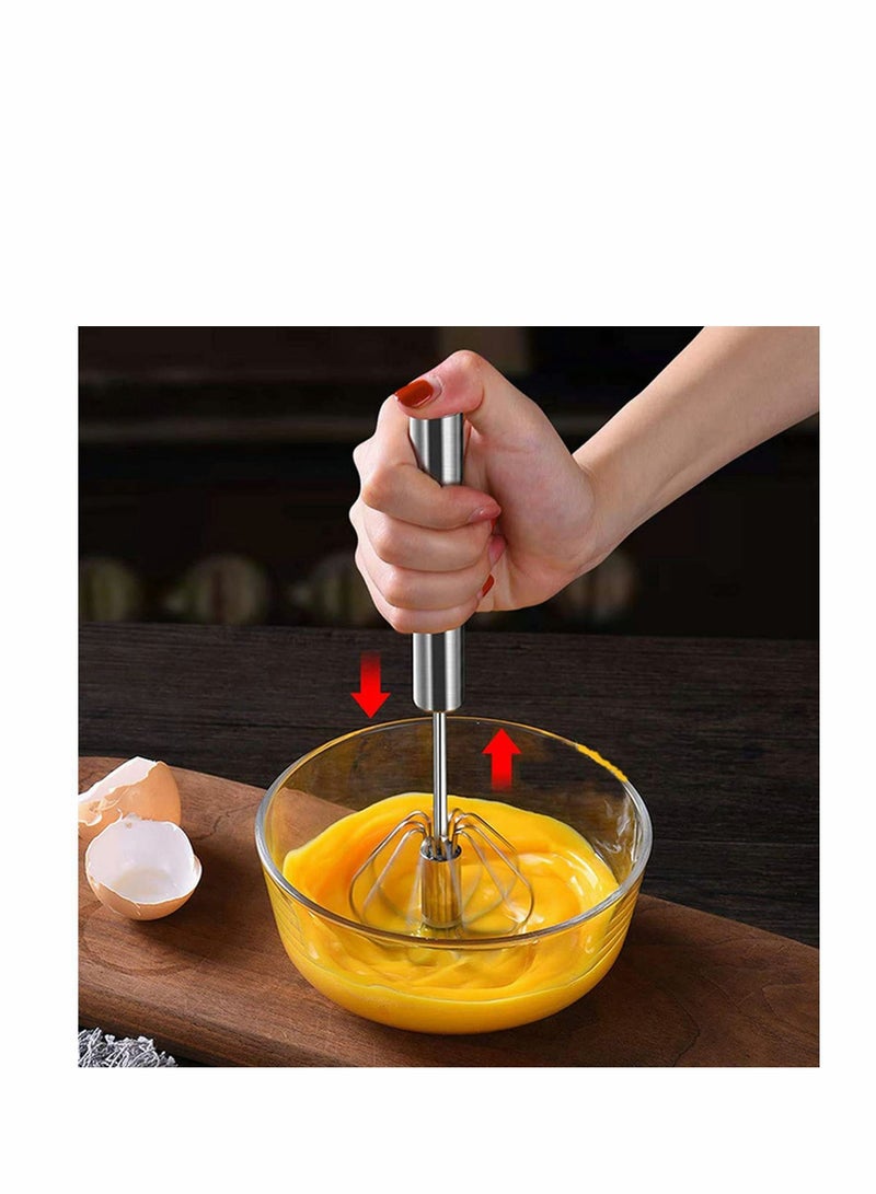 NIBEMINENT Lakobos Stainless Whisks, Easy Whisk Hand Push Egg Beater Mixer, Use and Save Much Energy During Beating Mixing Stirring for Kitchen Blending,... - Image 3