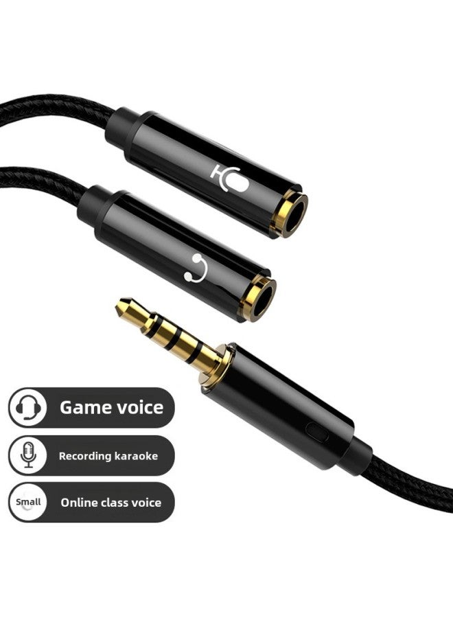 Headset Microphone Two-in-One Adapter Computer Voice Microphone Audio Line Mobile Phone Headset One-to-Two Converter-Colour:Single Male To Double Female  Braided Alloy Durable Model 1m  - Image 2