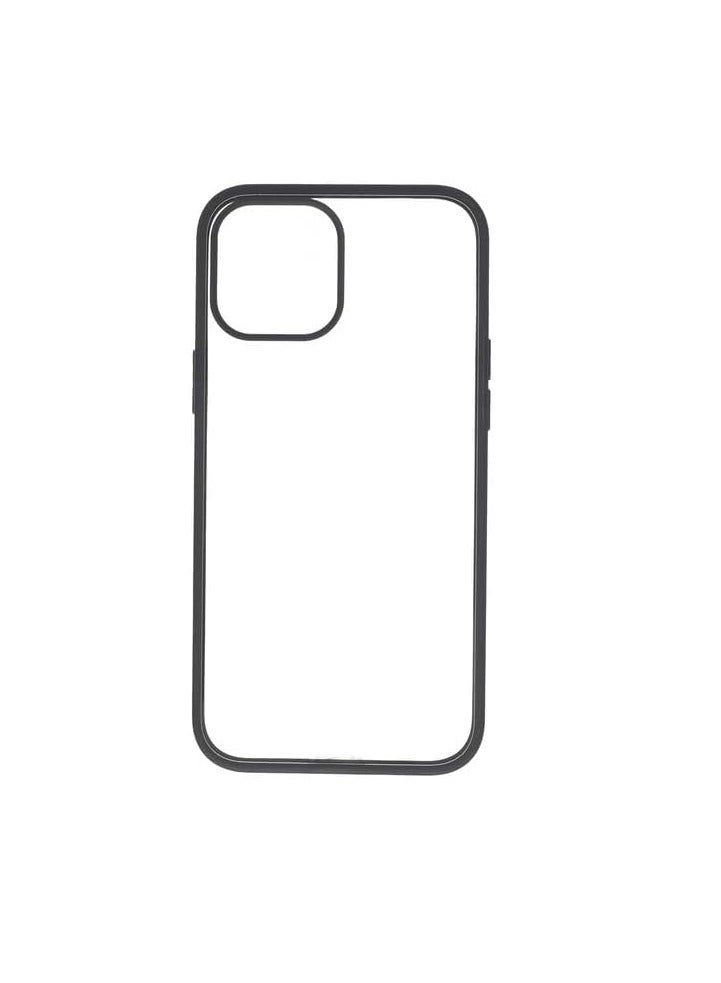Transparent Silicone Back Cover with Colored Edges for Iphone 12 Pro Max - Black - Image 1