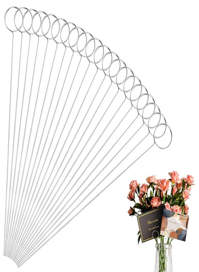 Yimerlen 30 Pcs Metal Wire Floral Picks 13 Inch Wire Place Card Holder, Metal Table Name Number Clips Picture Stand, Round Photo Memo Flower Card Holder for Wedding Party Birthday Cake (Silver Round) - Image 1