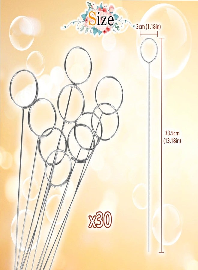Yimerlen 30 Pcs Metal Wire Floral Picks 13 Inch Wire Place Card Holder, Metal Table Name Number Clips Picture Stand, Round Photo Memo Flower Card Holder for Wedding Party Birthday Cake (Silver Round) - Image 2