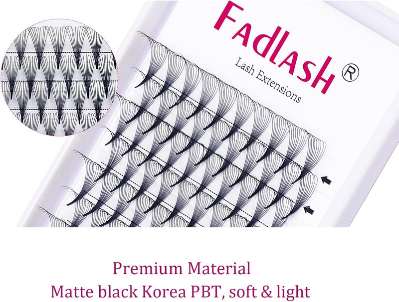 FADLASH Lash Extensions Premade 10D 0.07 D Curl Volume Fans 11mm Short Stem Eyelash Extensions Supplies (10D-0.07-D, 11mm) - Image 3