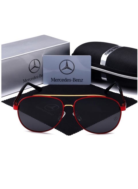 Fashionable and Comfortable Metal High-end Sunglasses Protects You from UV Rays Red Gold