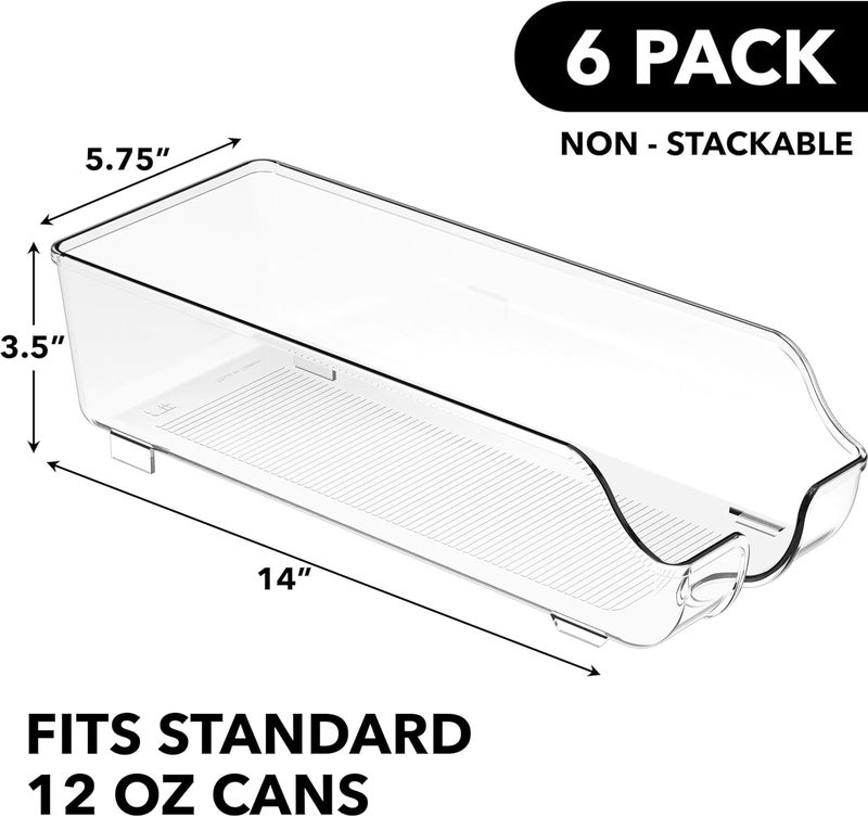 Simple Houseware Can Dispense Fridge Organiser Storage, Clear, Set of 6 - Image 2