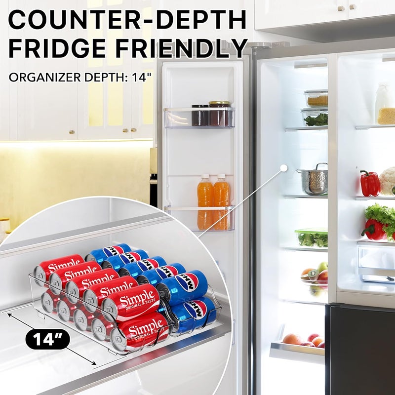 Simple Houseware Can Dispense Fridge Organiser Storage, Clear, Set of 6 - Image 3