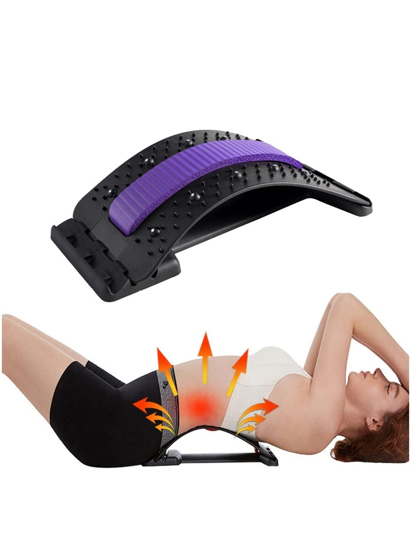 Magic Back Massager Stretcher Equipment Posture Therapy Corrector Back Stretch Spine Stretcher Lumbar Support Pain Relief (Purple)