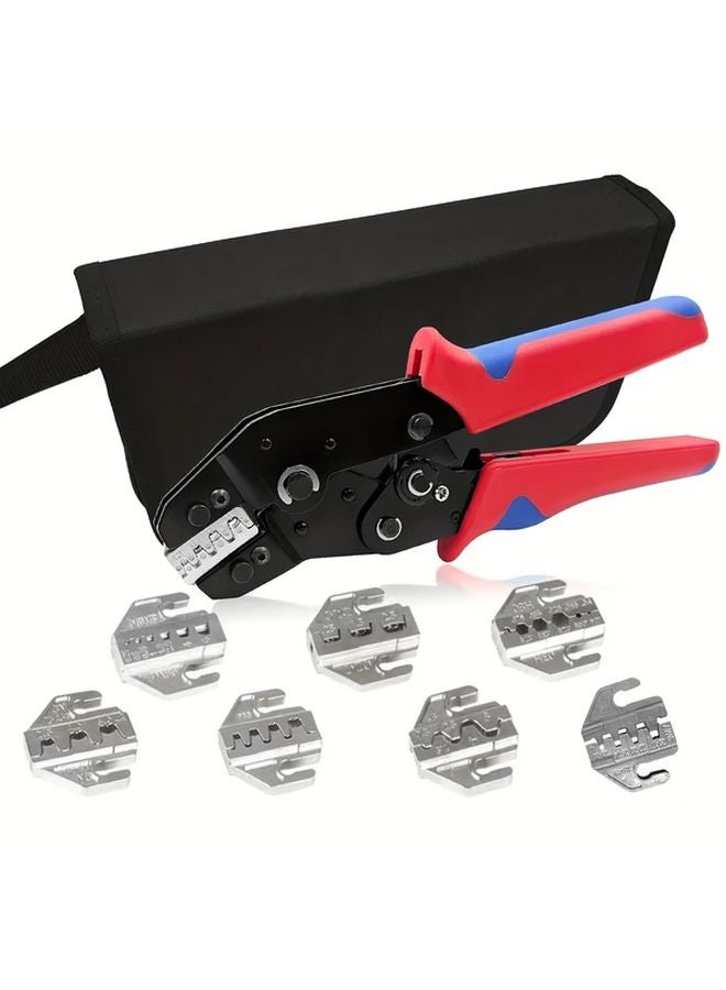Yrsn 58b7j Professional Crimping Tool Kit With 7 Interchangeable Jaw Sets For Insulated Non Insulated Reed Dupont Photovoltaic Terminals - Image 1