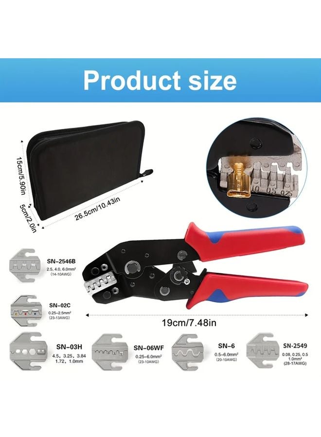 Yrsn 58b7j Professional Crimping Tool Kit With 7 Interchangeable Jaw Sets For Insulated Non Insulated Reed Dupont Photovoltaic Terminals - Image 4