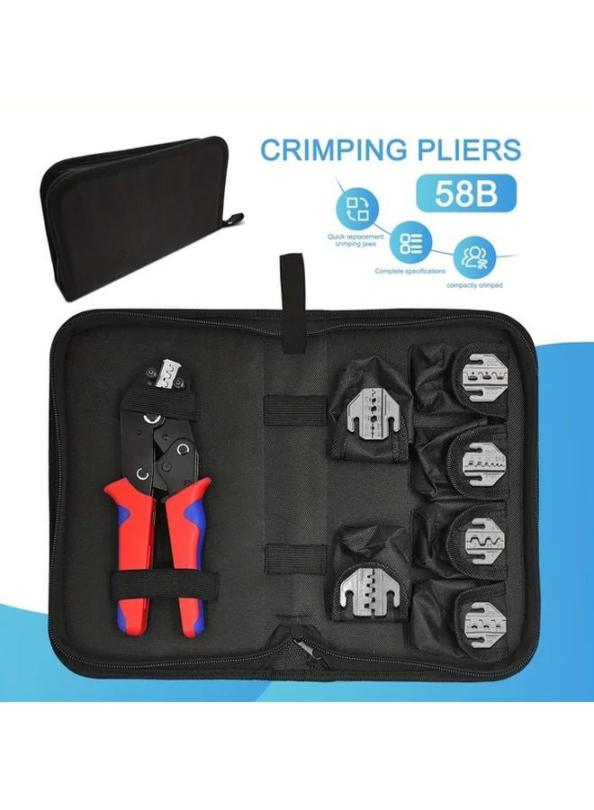 Yrsn 58b7j Professional Crimping Tool Kit With 7 Interchangeable Jaw Sets For Insulated Non Insulated Reed Dupont Photovoltaic Terminals - Image 2