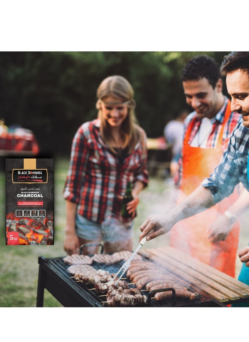 BLACK DIAMONDS - BLACK DIAMONDS 100% Natural Hardwood Charcoal for BBQ Grilling and Camping Bonfire (5, Kilograms) - Image 1