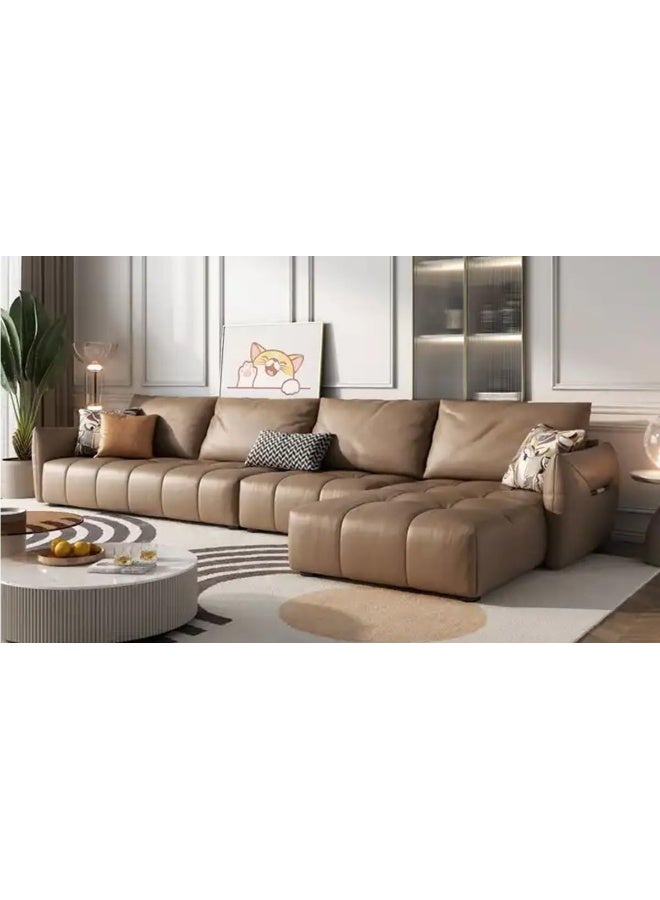 Comfynest Modern L-Shaped Faux Leather Italian Sofa - Ultimate Comfort for Your Living Room (Taupe, Left Bed)  - Image 1