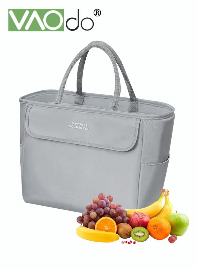 VAOdo Large-capacity Lunch Box Bag Thickened Material Bento Bag Heat Preservation And Cold Preservation Portable Portable Picnic Bag （Grey）  - Image 1